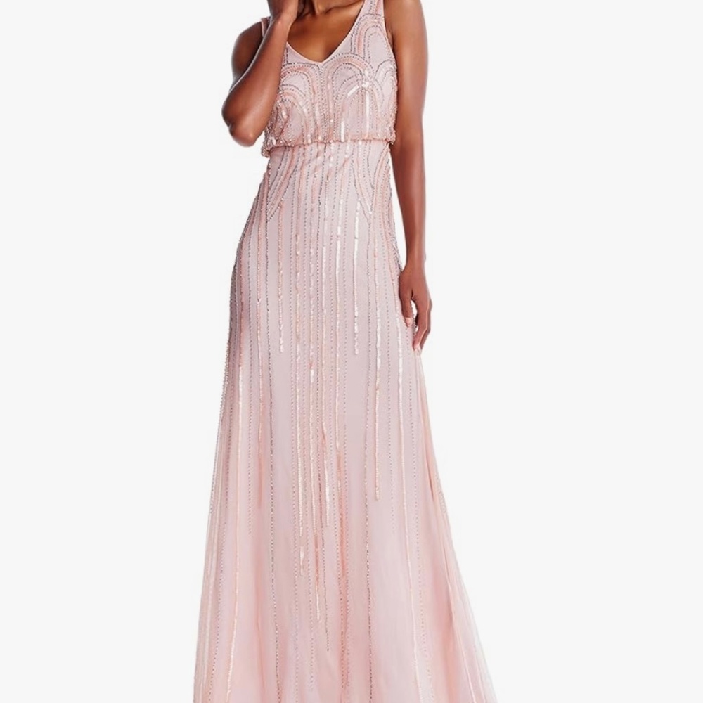 Adrianna Papell blush beaded/ sequin art nouveau cocktail dress